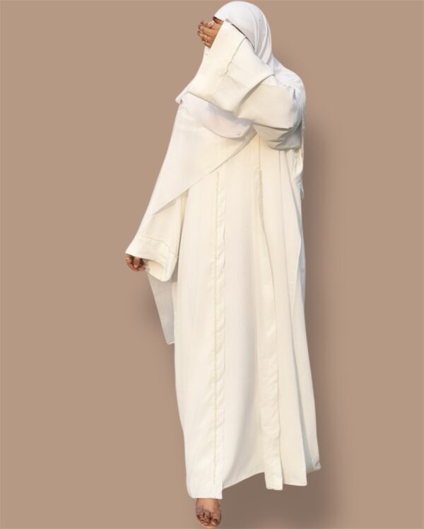 Pearl White 2-Piece Abaya set - Image 2