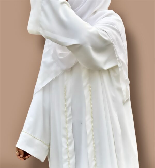 Pearl White 2-Piece Abaya set - Image 4