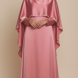Rose Pink Double-Layer Cape Abaya