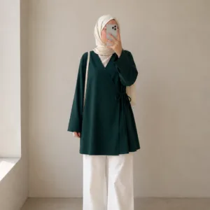 Green Modest wrap top