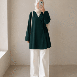 Green Modest wrap top