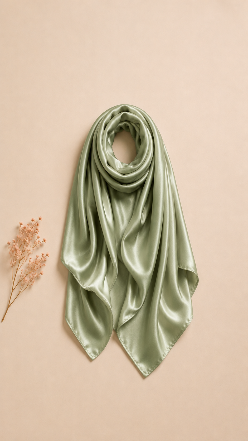 Sage green korean satin hijab 3 Sage green korean satin hijab - Image 3