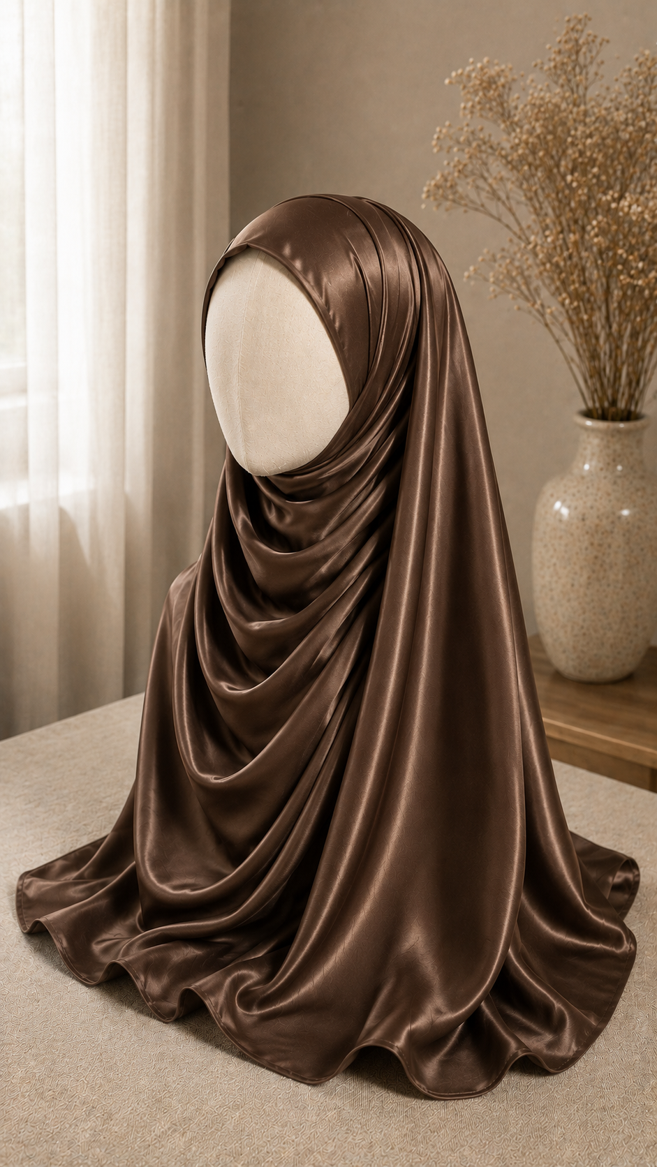 Mocha brown korean satin hijab 2 Mocha brown korean satin hijab - Image 2