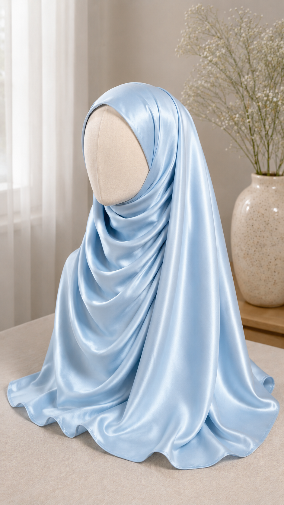 Light sky blue korean satin hijab 2 Light sky blue korean satin hijab - Image 2