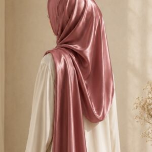 Home 2 Dusty rose pink korean satin hijab