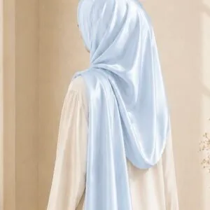 Light sky blue korean satin hijab