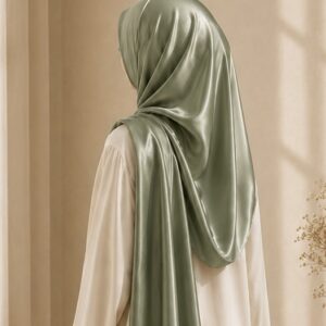 Home 7 Sage green korean satin hijab