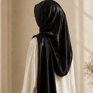 Home 1 Black korean satin hijab