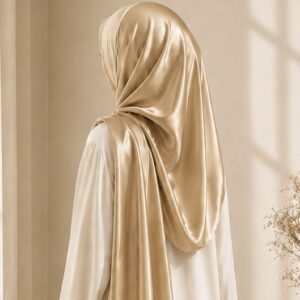 Home 3 Golden cream korean satin hijab