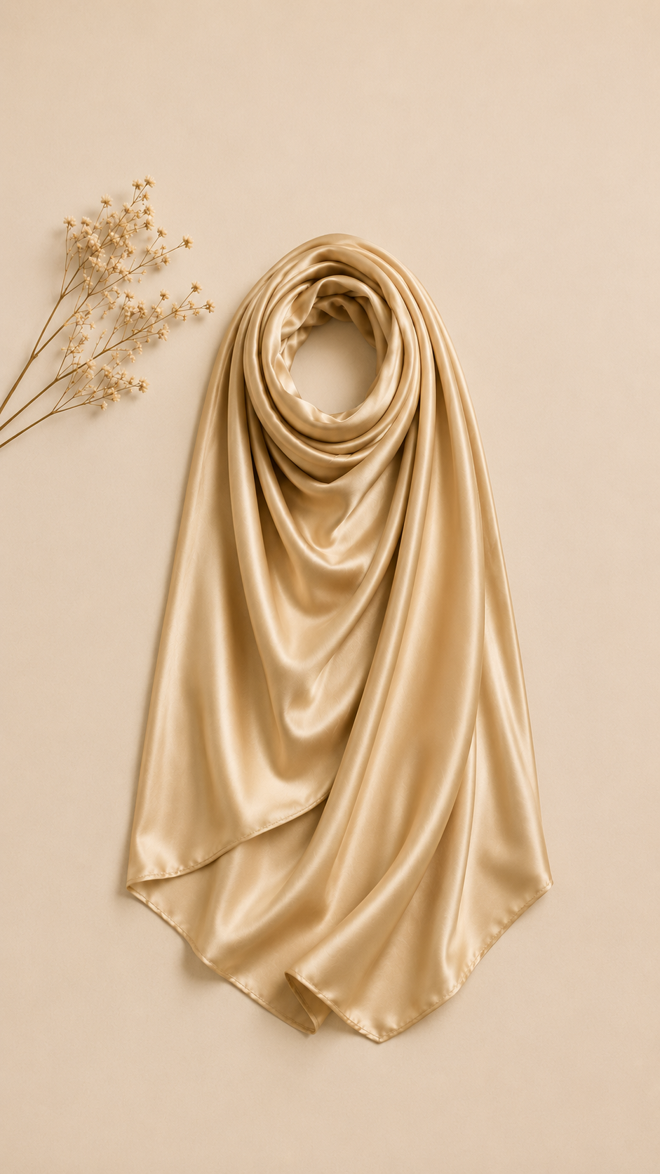 Golden cream korean satin hijab 3 Golden cream korean satin hijab - Image 3