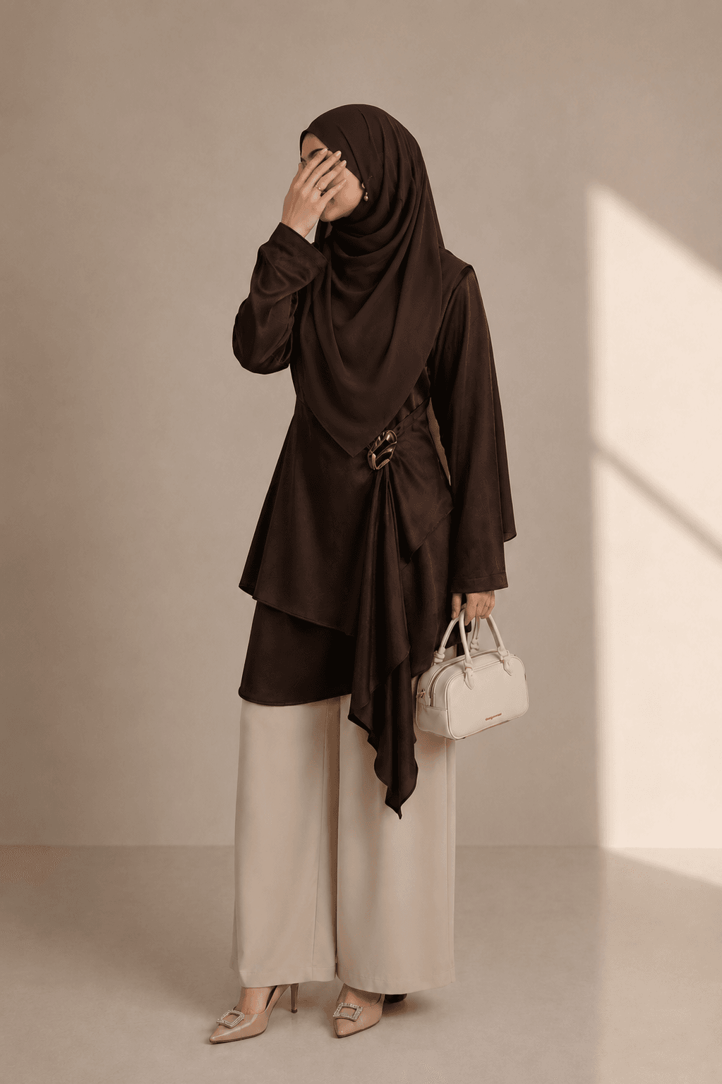 Espresso Belted Drape Top 1 Espresso Belted Drape Top