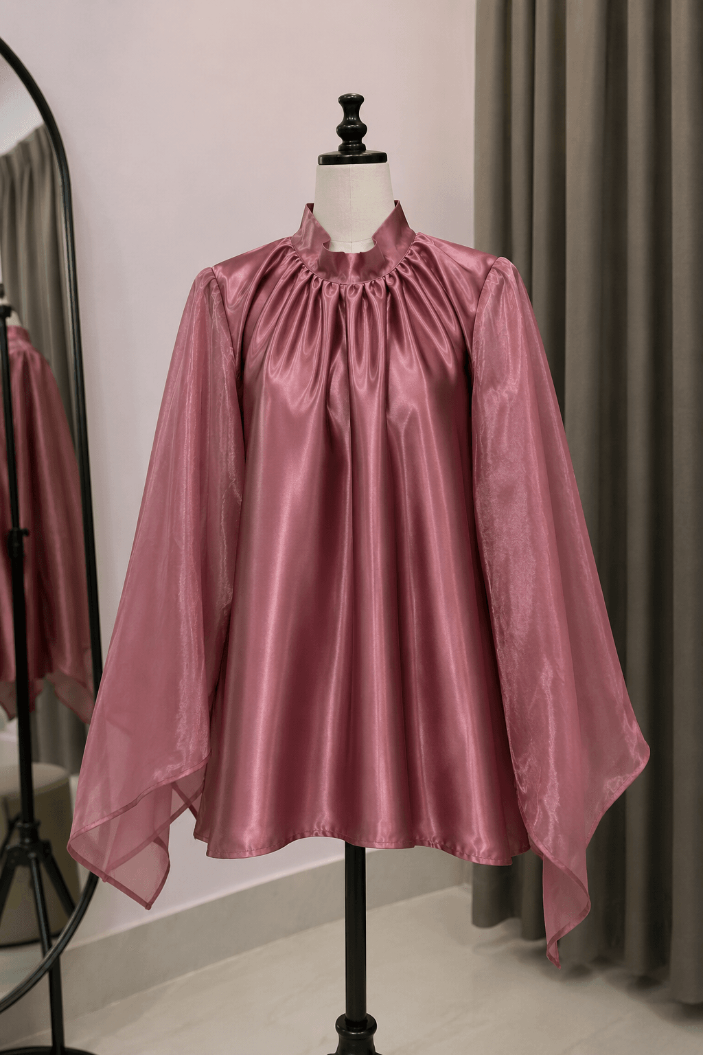 Dusky Rose Organza-Sleeve Blouse 2 Dusky Rose Organza-Sleeve Blouse - Image 2